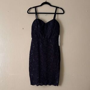 PROM Elegant Black Lace Mini Dress NWT